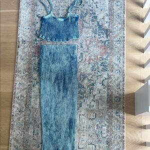 Blue Ribbed Two-Piece Set